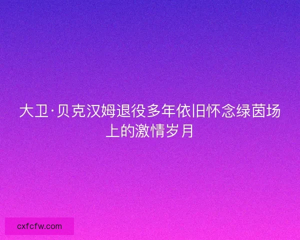 大卫·贝克汉姆退役多年依旧怀念绿茵场上的激情岁月