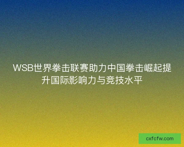 WSB世界拳击联赛助力中国拳击崛起提升国际影响力与竞技水平 WSB世界拳击联赛助力中国拳击崛起提升国际影响力与竞技水平